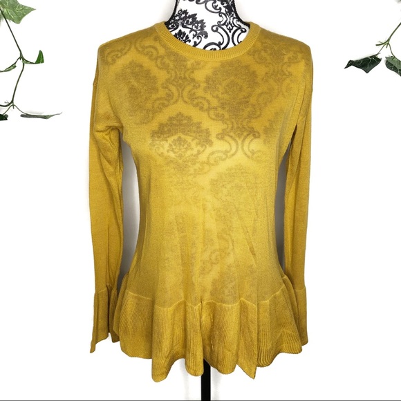 Daniel Cremieux Sweaters - Cremieux Mustard Peplum Knit Sweater